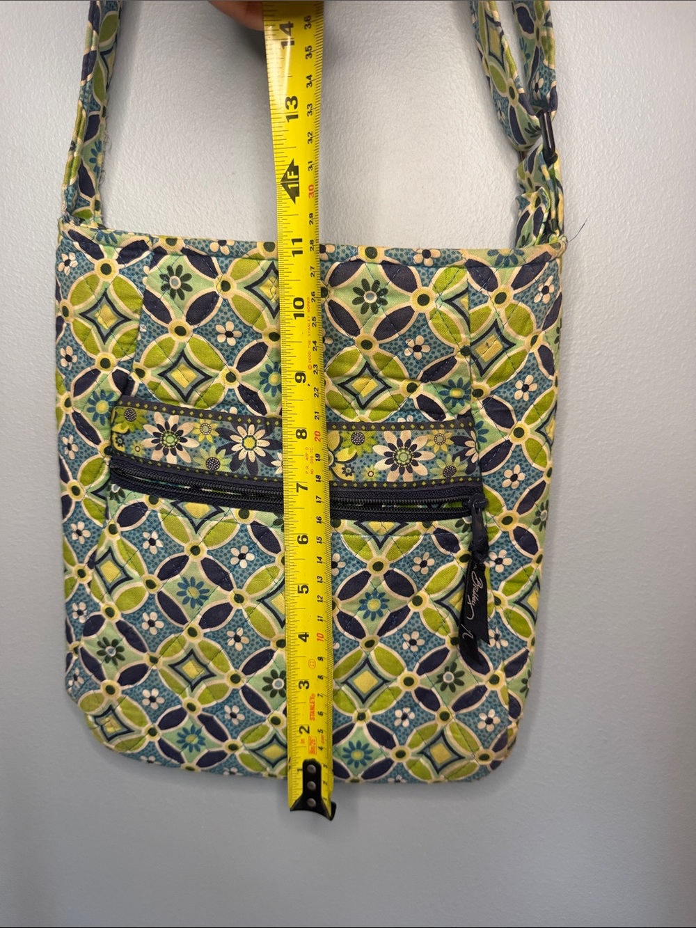 Vera Bradley Quilted Crossbody Shoulder Bag in Green Floral Pattern - Picture 9 of 10